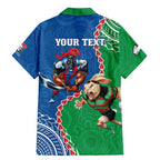 Personalised Rabbitohs And Knights Rugby Family Matching Mermaid Dress and Hawaiian Shirt Aboriginal Mix Polynesian Pattern