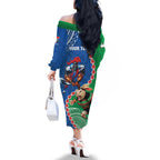 Personalised Rabbitohs And Knights Rugby Family Matching Off The Shoulder Long Sleeve Dress and Hawaiian Shirt Aboriginal Mix Polynesian Pattern