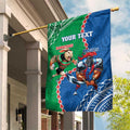 Personalised Rabbitohs And Knights Rugby Garden Flag Aboriginal Mix Polynesian Pattern