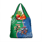 Personalised Rabbitohs And Knights Rugby Grocery Bag Aboriginal Mix Polynesian Pattern