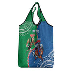 Personalised Rabbitohs And Knights Rugby Grocery Bag Aboriginal Mix Polynesian Pattern