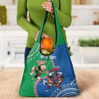 Personalised Rabbitohs And Knights Rugby Grocery Bag Aboriginal Mix Polynesian Pattern
