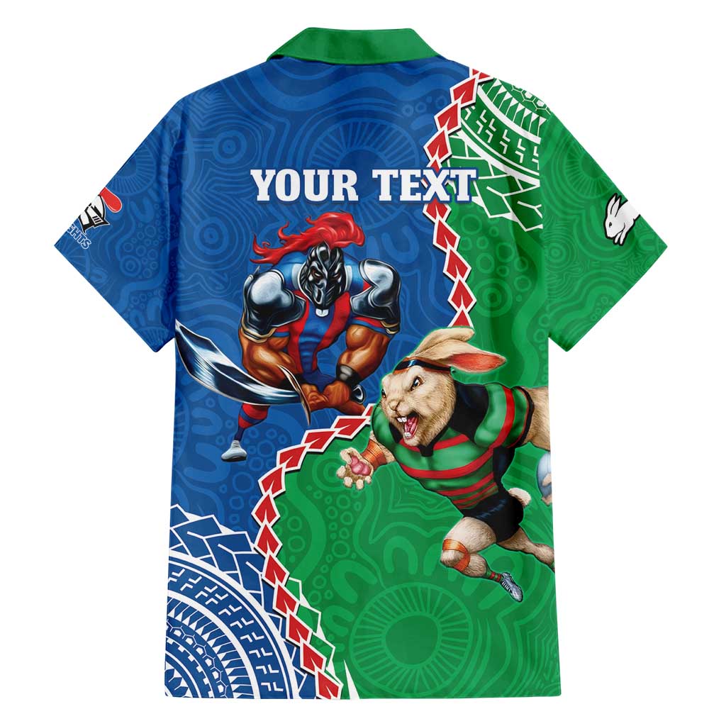 Personalised Rabbitohs And Knights Rugby Hawaiian Shirt Aboriginal Mix Polynesian Pattern