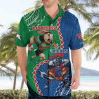 Personalised Rabbitohs And Knights Rugby Hawaiian Shirt Aboriginal Mix Polynesian Pattern