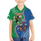 Personalised Rabbitohs And Knights Rugby Hawaiian Shirt Aboriginal Mix Polynesian Pattern