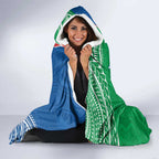 Personalised Rabbitohs And Knights Rugby Hooded Blanket Aboriginal Mix Polynesian Pattern