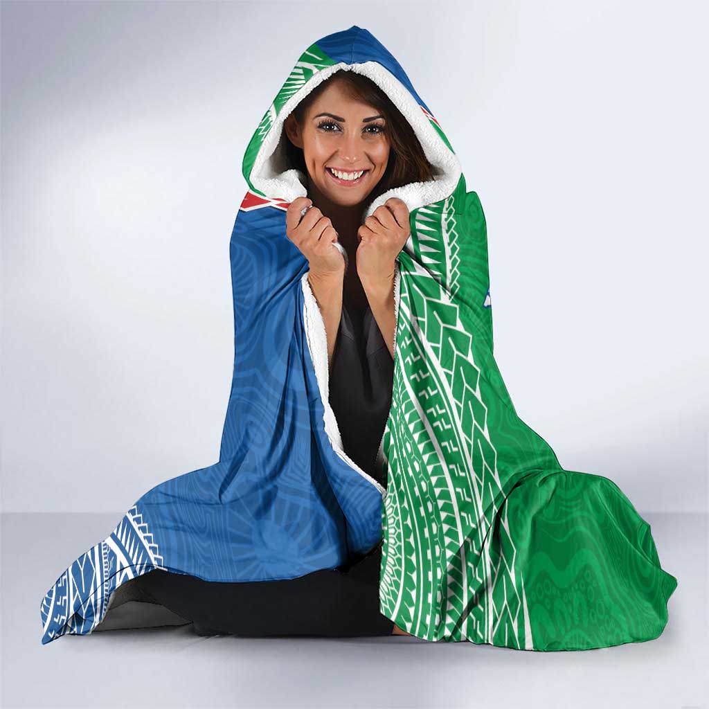 Personalised Rabbitohs And Knights Rugby Hooded Blanket Aboriginal Mix Polynesian Pattern