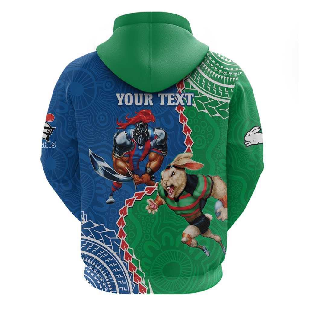 Personalised Rabbitohs And Knights Rugby Hoodie Aboriginal Mix Polynesian Pattern