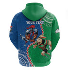 Personalised Rabbitohs And Knights Rugby Hoodie Aboriginal Mix Polynesian Pattern