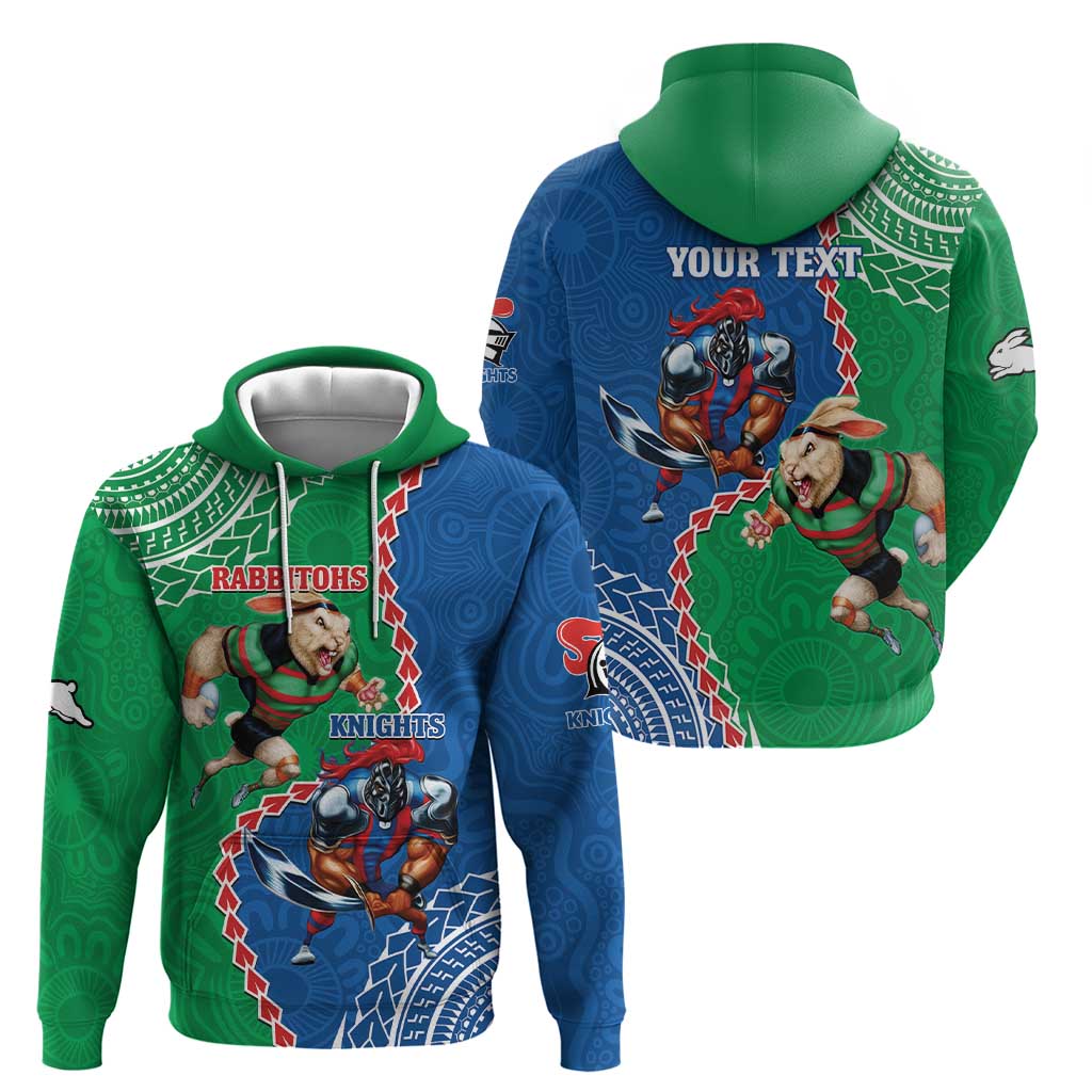 Personalised Rabbitohs And Knights Rugby Hoodie Aboriginal Mix Polynesian Pattern