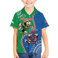 Personalised Rabbitohs And Knights Rugby Kid Hawaiian Shirt Aboriginal Mix Polynesian Pattern