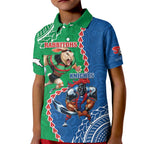 Personalised Rabbitohs And Knights Rugby Kid Polo Shirt Aboriginal Mix Polynesian Pattern