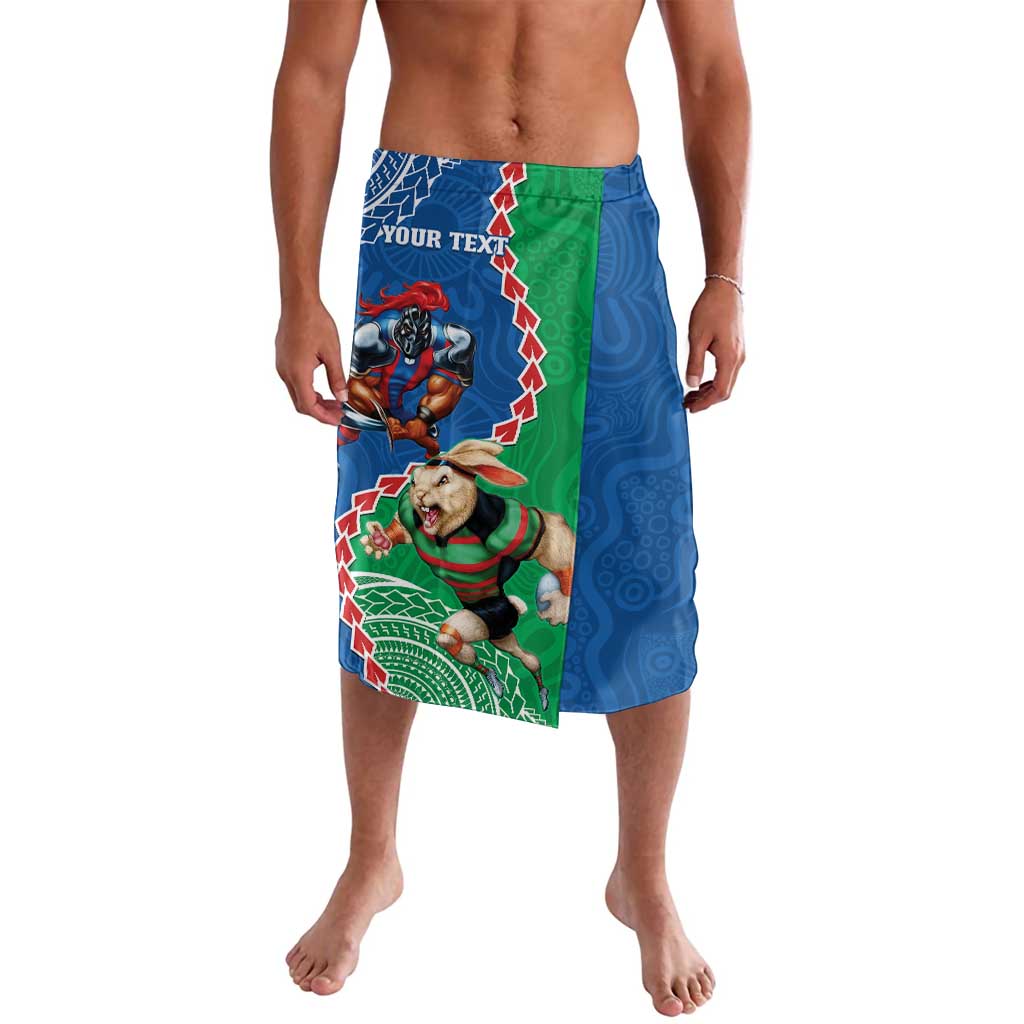 Personalised Rabbitohs And Knights Rugby Lavalava Aboriginal Mix Polynesian Pattern