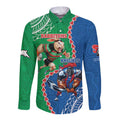 Personalised Rabbitohs And Knights Rugby Long Sleeve Button Shirt Aboriginal Mix Polynesian Pattern