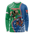 Personalised Rabbitohs And Knights Rugby Long Sleeve Shirt Aboriginal Mix Polynesian Pattern