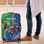 Personalised Rabbitohs And Knights Rugby Luggage Cover Aboriginal Mix Polynesian Pattern