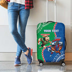 Personalised Rabbitohs And Knights Rugby Luggage Cover Aboriginal Mix Polynesian Pattern