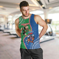 Personalised Rabbitohs And Knights Rugby Men Tank Top Aboriginal Mix Polynesian Pattern