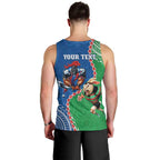 Personalised Rabbitohs And Knights Rugby Men Tank Top Aboriginal Mix Polynesian Pattern