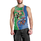 Personalised Rabbitohs And Knights Rugby Men Tank Top Aboriginal Mix Polynesian Pattern