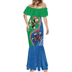 Personalised Rabbitohs And Knights Rugby Mermaid Dress Aboriginal Mix Polynesian Pattern