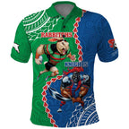 Personalised Rabbitohs And Knights Rugby Polo Shirt Aboriginal Mix Polynesian Pattern