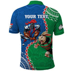 Personalised Rabbitohs And Knights Rugby Polo Shirt Aboriginal Mix Polynesian Pattern