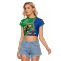 Personalised Rabbitohs And Knights Rugby Raglan Cropped T Shirt Aboriginal Mix Polynesian Pattern
