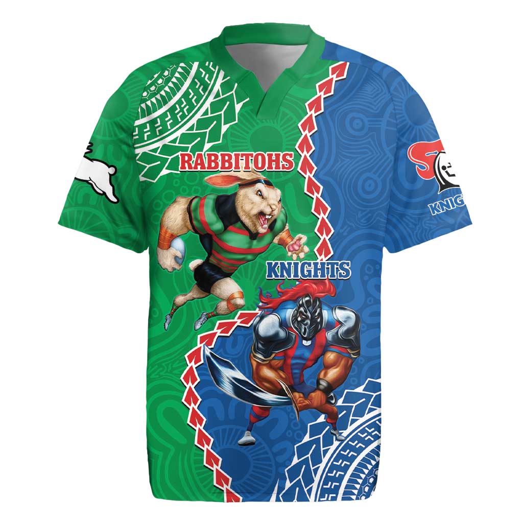 Personalised Rabbitohs And Knights Rugby Rugby Jersey Aboriginal Mix Polynesian Pattern