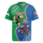 Personalised Rabbitohs And Knights Rugby Rugby Jersey Aboriginal Mix Polynesian Pattern
