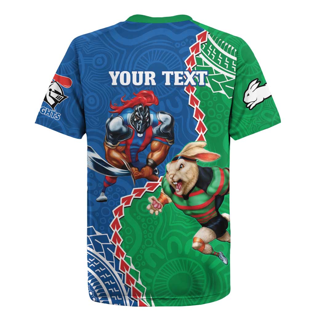 Personalised Rabbitohs And Knights Rugby Rugby Jersey Aboriginal Mix Polynesian Pattern
