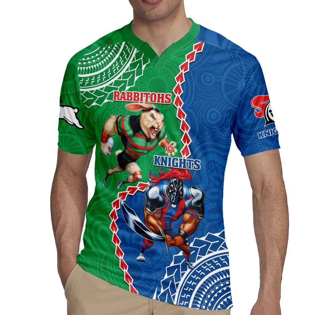 Personalised Rabbitohs And Knights Rugby Rugby Jersey Aboriginal Mix Polynesian Pattern