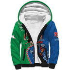 Personalised Rabbitohs And Knights Rugby Sherpa Hoodie Aboriginal Mix Polynesian Pattern