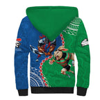 Personalised Rabbitohs And Knights Rugby Sherpa Hoodie Aboriginal Mix Polynesian Pattern
