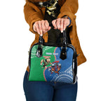 Personalised Rabbitohs And Knights Rugby Shoulder Handbag Aboriginal Mix Polynesian Pattern