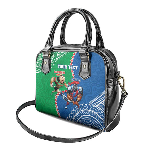 Personalised Rabbitohs And Knights Rugby Shoulder Handbag Aboriginal Mix Polynesian Pattern