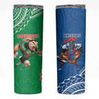 Rabbitohs And Knights Rugby Skinny Tumbler Aboriginal Mix Polynesian Pattern
