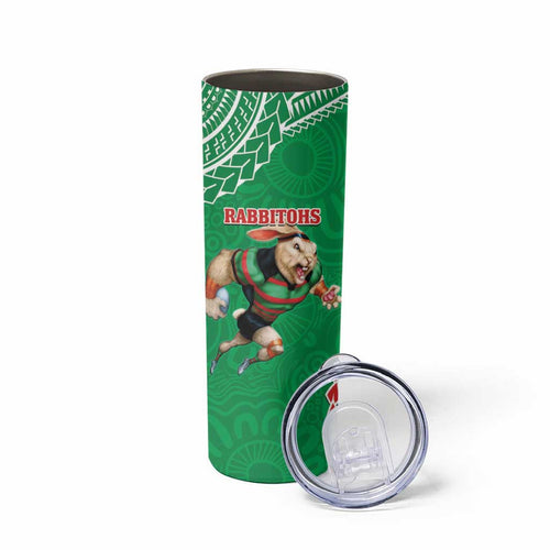 Rabbitohs And Knights Rugby Skinny Tumbler Aboriginal Mix Polynesian Pattern