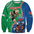 Personalised Rabbitohs And Knights Rugby Sweatshirt Aboriginal Mix Polynesian Pattern