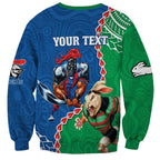 Personalised Rabbitohs And Knights Rugby Sweatshirt Aboriginal Mix Polynesian Pattern