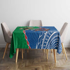 Personalised Rabbitohs And Knights Rugby Tablecloth Aboriginal Mix Polynesian Pattern