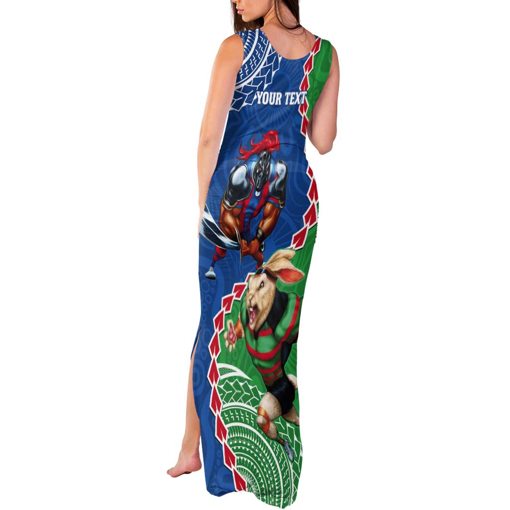 Personalised Rabbitohs And Knights Rugby Tank Maxi Dress Aboriginal Mix Polynesian Pattern