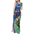 Personalised Rabbitohs And Knights Rugby Tank Maxi Dress Aboriginal Mix Polynesian Pattern