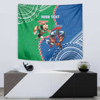 Personalised Rabbitohs And Knights Rugby Tapestry Aboriginal Mix Polynesian Pattern