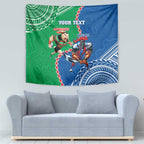 Personalised Rabbitohs And Knights Rugby Tapestry Aboriginal Mix Polynesian Pattern