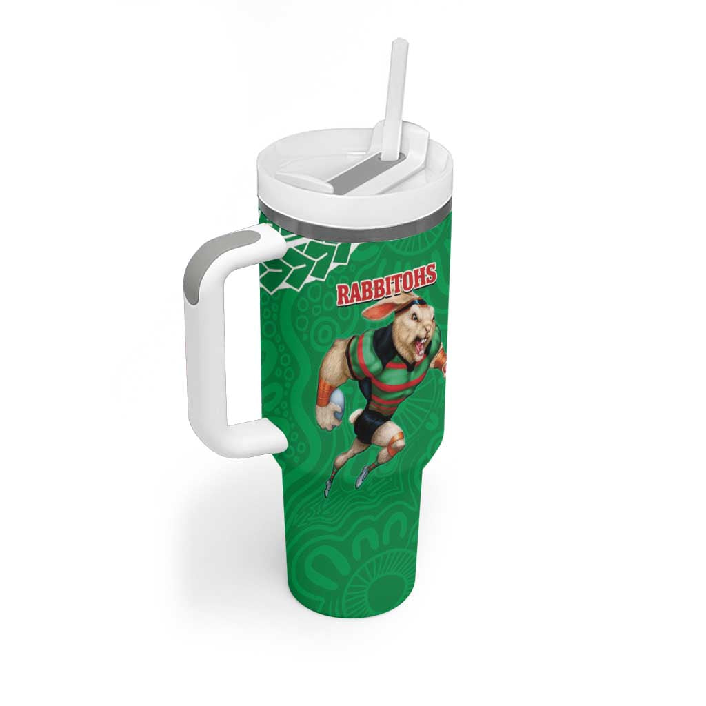 Rabbitohs And Knights Rugby Tumbler With Handle Aboriginal Mix Polynesian Pattern