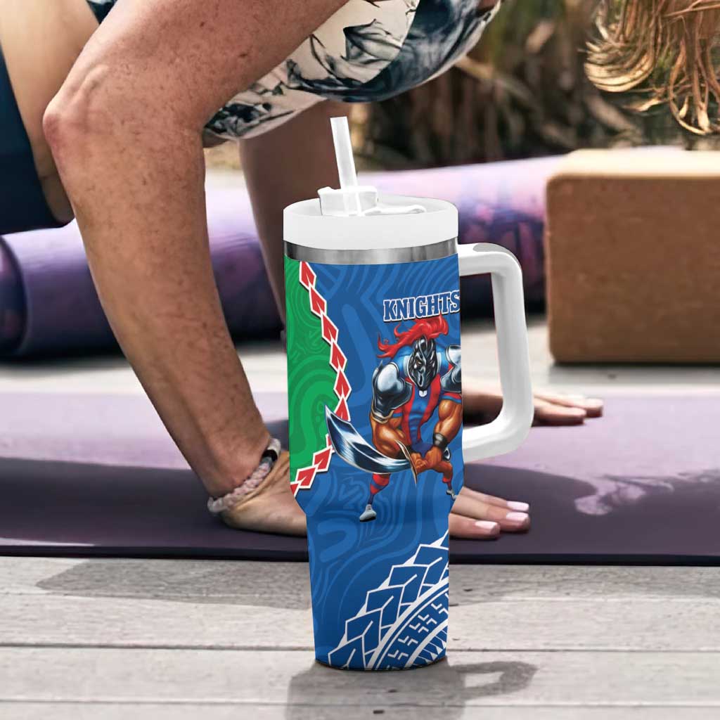 Rabbitohs And Knights Rugby Tumbler With Handle Aboriginal Mix Polynesian Pattern