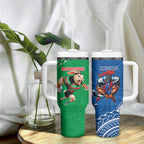 Rabbitohs And Knights Rugby Tumbler With Handle Aboriginal Mix Polynesian Pattern