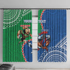 Personalised Rabbitohs And Knights Rugby Window Curtain Aboriginal Mix Polynesian Pattern