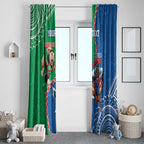 Personalised Rabbitohs And Knights Rugby Window Curtain Aboriginal Mix Polynesian Pattern